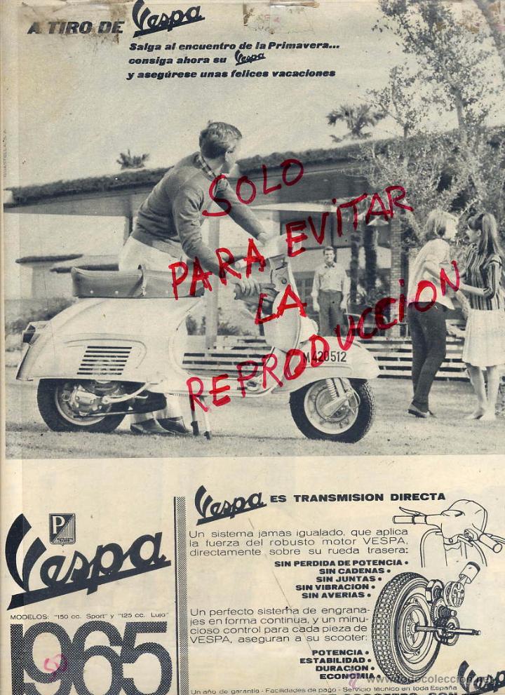 Coleccionismo de Revistas y Peri&oacute;dicos: VESPA 1965 MOTOCICLETAS HOJA REVISTA