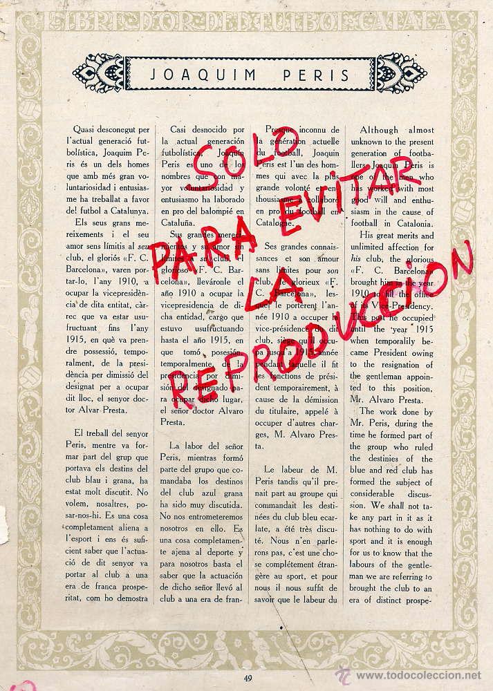 Collezionismo di Riviste e Giornali: FUTBOL CATALA 1928   JOAQUIN PERIS   2  HOJAS  LIBRO