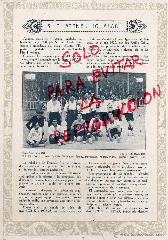 Colecionismo de Revistas e Jornais: FUTBOL CATALA 1928 S.E.ATENEU AGUALADI  HOJA LIBRO