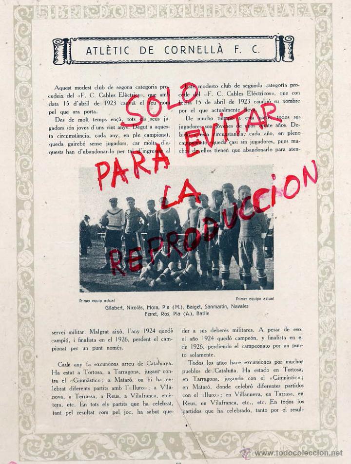 Coleccionismo de Revistas y Peri&oacute;dicos: FUTBOL CATALA 1928 ATLETIC DE CORNELLA   HOJA LIBRO