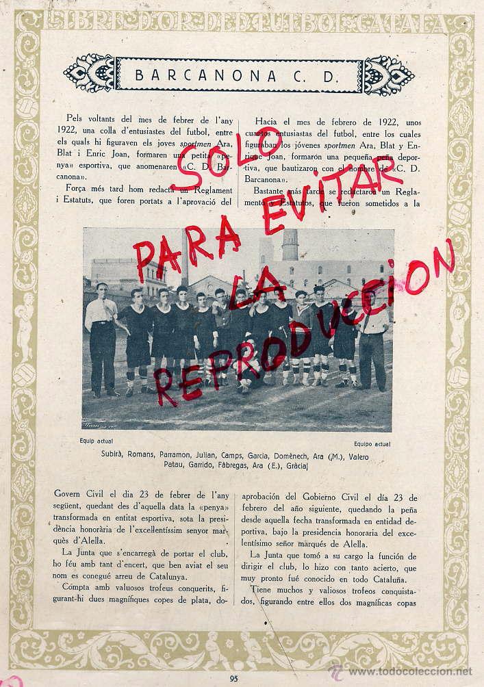Coleccionismo de Revistas y Peri&oacute;dicos: FUTBOL CATALA 1928  BARCANONA C.D.  HOJA LIBRO