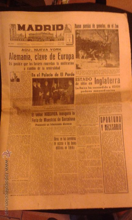 Coleccionismo de Revistas y Peri&oacute;dicos: Madrid, diario de la noche. 1 de junio 1955 :El pardo Franco escritores m&eacute;dicos, etc
