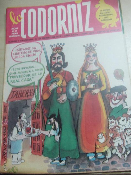 Coleccionismo de Revistas y Peri&oacute;dicos: REVISTA LA CODORNIZ N&ordm; 1665 17 DE FEBRERO 1974 A&Ntilde;O 34
