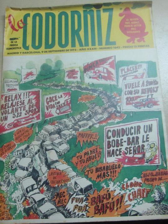 Coleccionismo de Revistas y Peri&oacute;dicos: REVISTA LA CODORNIZ N&ordm; 1642 9 DE SEPTIEMBRE 1973 A&Ntilde;O 33