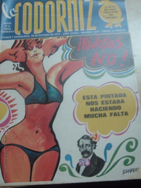 Coleccionismo de Revistas y Peri&oacute;dicos: REVISTA LA CODORNIZ N&ordm; 1649 28 DE OCTUBRE 1973 A&Ntilde;O 33