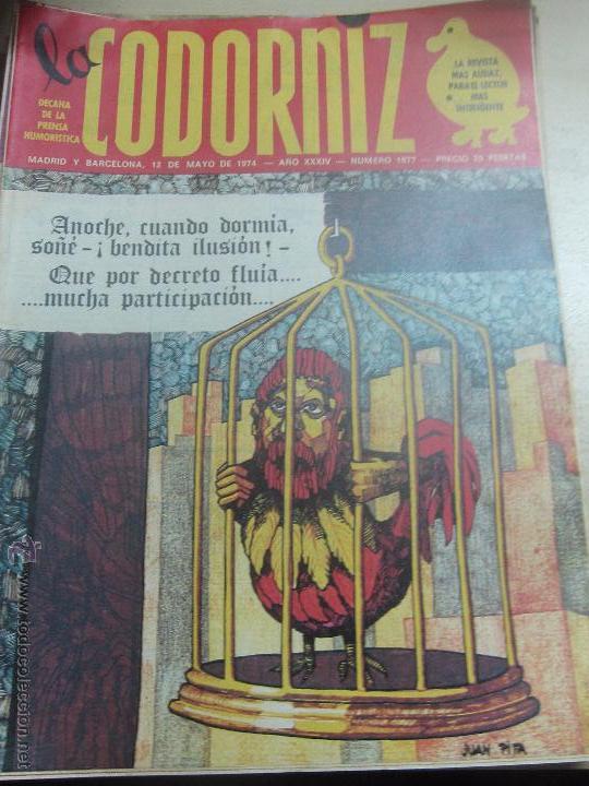 Coleccionismo de Revistas y Peri&oacute;dicos: REVISTA LA CODORNIZ N&ordm; 1677 12 DE MAYO 1974 A&Ntilde;O 34
