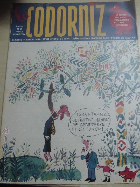 Coleccionismo de Revistas y Peri&oacute;dicos: REVISTA LA CODORNIZ N&ordm; 1662 27 DE ENERO 1974 A&Ntilde;O 34