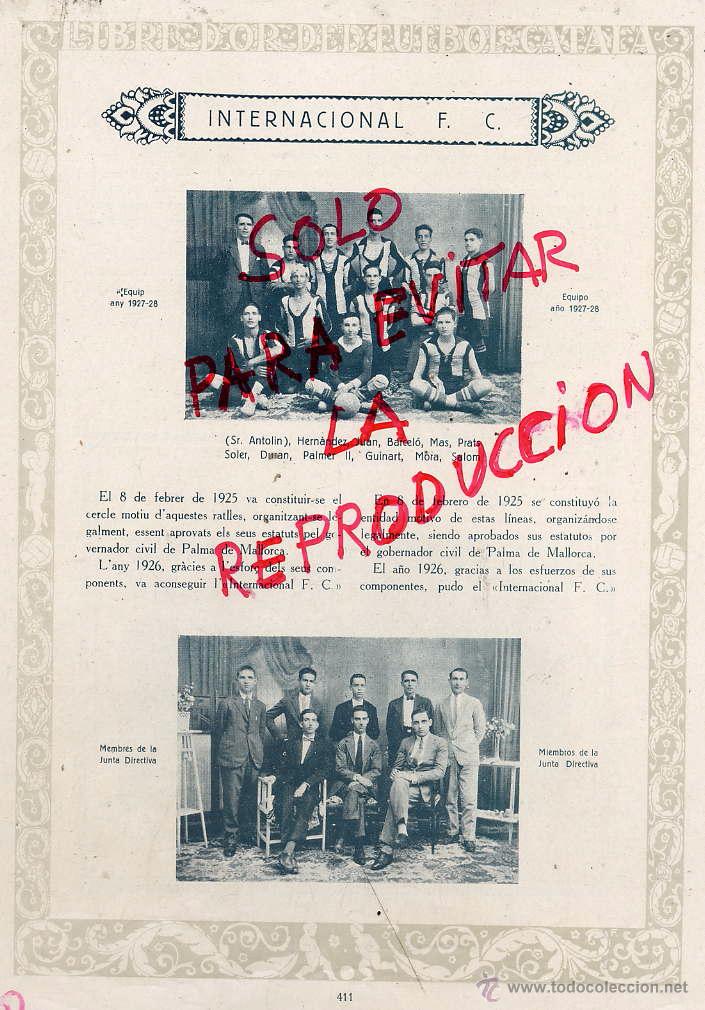 Sammeln von Zeitschriften und Zeitungen: FUTBOL CATALA 1928 PALMA INTERNACIONAL F.C.  HOJA LIBRO