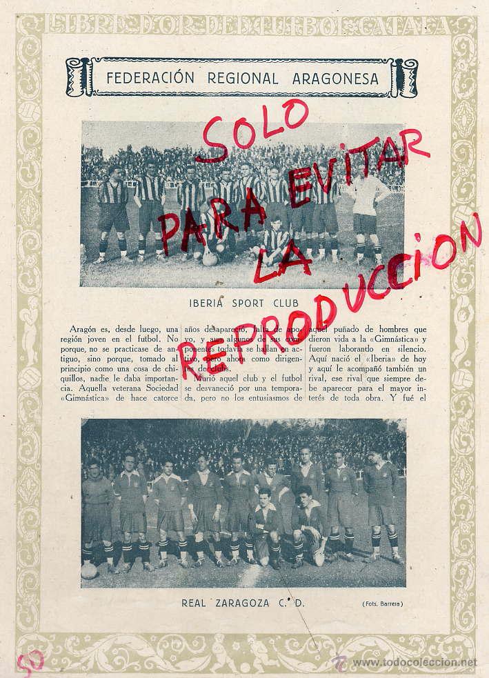 Coleccionismo de Revistas y Peri&oacute;dicos: FUTBOL CATALA 1928 FEDERACION REGIONAL ARAGONESA  3 HOJAS LIBRO