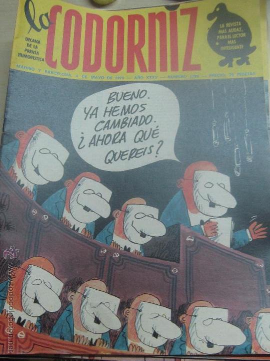 Coleccionismo de Revistas y Peri&oacute;dicos: REVISTA LA CODORNIZ N&ordm; 1728 4 DE MAYO 1975 A&Ntilde;O 35