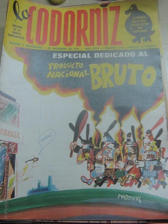 Coleccionismo de Revistas y Peri&oacute;dicos: REVISTA LA CODORNIZ N&ordm; 1746 7 DE DICIEMBRE 1975 A&Ntilde;O 35
