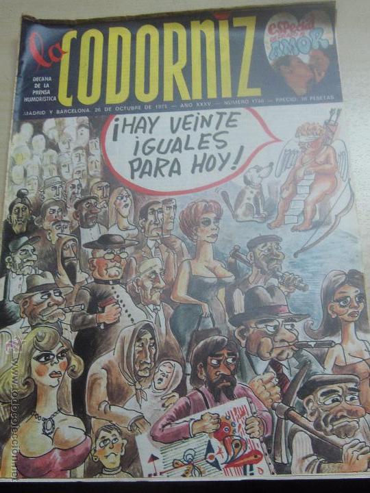 Coleccionismo de Revistas y Peri&oacute;dicos: REVISTA LA CODORNIZ N&ordm; 1740 26 DE OCTUBRE 1975 A&Ntilde;O 35