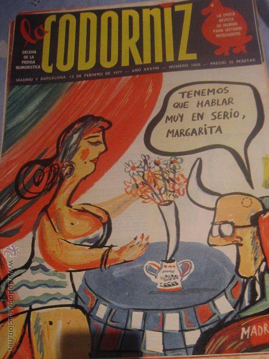 Coleccionismo de Revistas y Peri&oacute;dicos: REVISTA LA CODORNIZ  13 DE FEBRERO DE 1977 A&Ntilde;O 38
