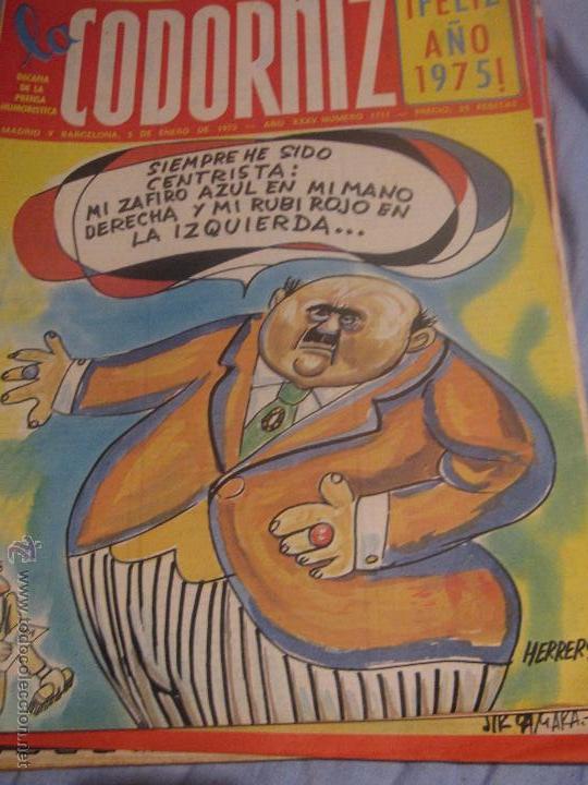 Coleccionismo de Revistas y Peri&oacute;dicos: REVISTA LA CODORNIZ   N&ordm; 1711 5 DE ENERO DE 1975 A&Ntilde;O 34
