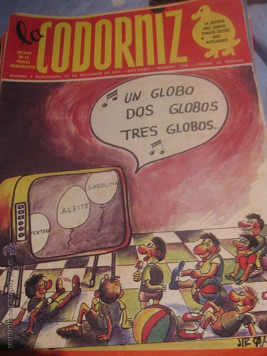 Coleccionismo de Revistas y Peri&oacute;dicos: REVISTA LA CODORNIZ   N&ordm; 1709 22 DE DICIEMBRE 1974 A&Ntilde;O 34