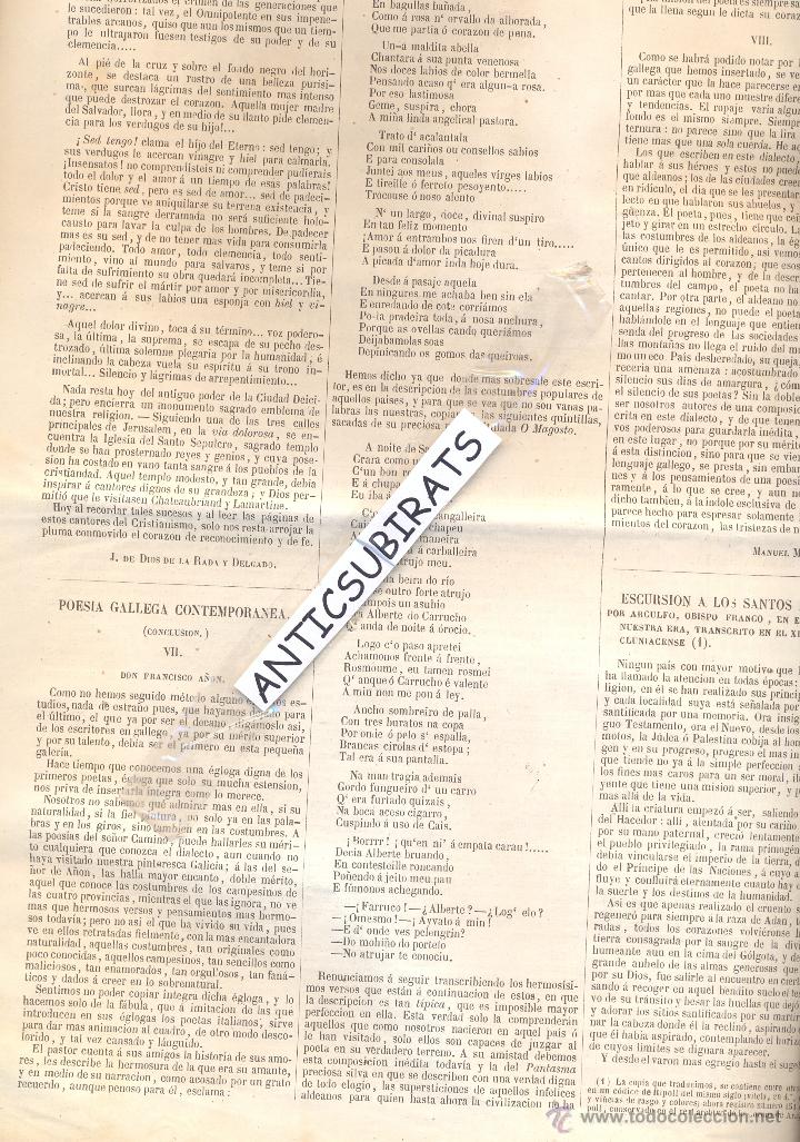 Collezionismo di Riviste e Giornali: REVISTA A&Ntilde;O 1858 POESIA GALLEGA GALICIA FRANCISCO A&Ntilde;ON CAMINO MANUEL MURGUIA IGLESIA DEL MONTE SION
