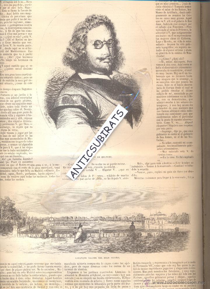 Coleccionismo de Revistas y Peri&oacute;dicos: REVISTA A&Ntilde;O 1858 GRABADO XILOGRAFIA ARTICULO SOBRE DON FRANCISCO DE QUEVEDO VILLEGAS
