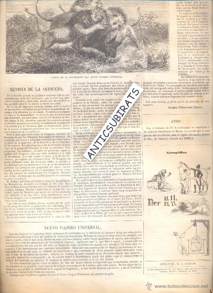Coleccionismo de revistas y peri&oacute;dicos: REVISTA A&Ntilde;O 1858 ATAQUE DE LEONES GRABADO AFRICA DEL SUR DANIEL LIVINGSTONE ZAMBESI