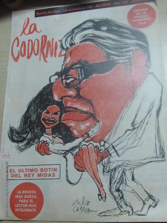 Coleccionismo de Revistas y Peri&oacute;dicos: REVISTA LA CODORNIZ   N&ordm; 1407  3 DE NOVIEMBRE 1968 A&Ntilde;O 38