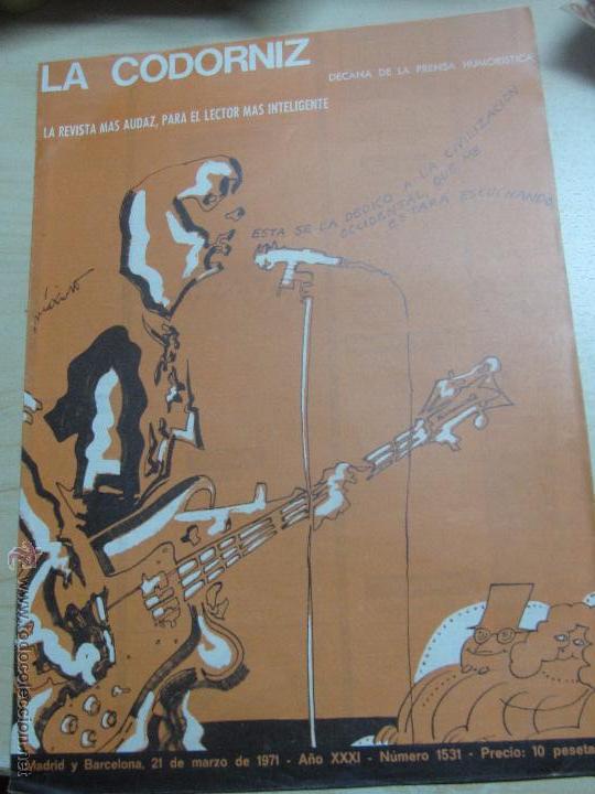Coleccionismo de Revistas y Peri&oacute;dicos: REVISTA LA CODORNIZ   N&ordm; 1531  21 DE MARZO DE 1971 A&Ntilde;O 31