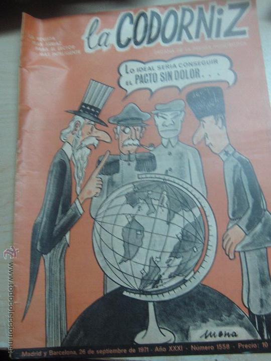 Coleccionismo de Revistas y Peri&oacute;dicos: REVISTA LA CODORNIZ   N&ordm; 1558  26 DE SEPTIEMBRE DE 1971 A&Ntilde;O 31