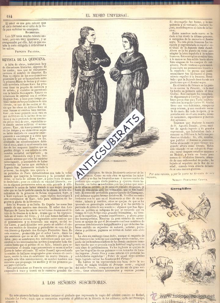 Colecionismo de Revistas e Jornais: REVISTA A&Ntilde;O 1858 PINTOR RAFAEL DE URBINO CRIA DEL GUSANO DE SEDA MARAGATOS VESTIDO TRADICIONAL LEON