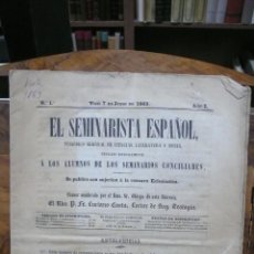 Coleccionismo de Revistas y Periódicos: EL SEMINARISTA ESPAÑOL. PERIÓDICO SEMANAL DE CIENCIAS, LITERATURA Y ARTES. AÑO I. NÚM.1. 1863.