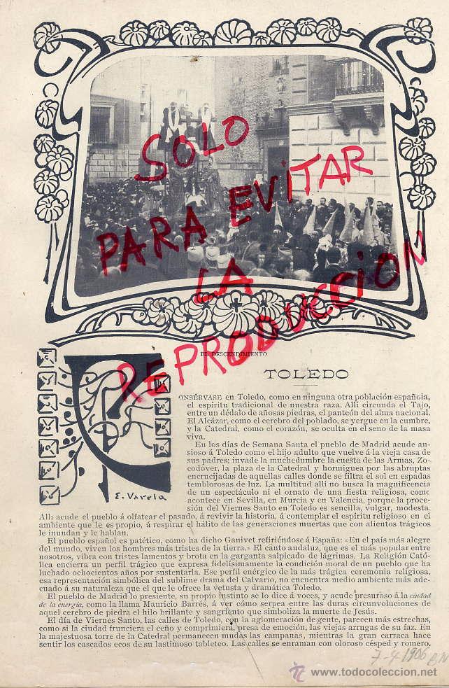 Coleccionismo de Revistas y Peri&oacute;dicos: SEMANA SANTA TOLEDO 1906  2 HOJAS REVISTA
