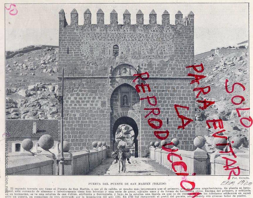 Colecionismo de Revistas e Jornais: TOLEDO  1920  PUERTA DEL PUENTE DE SAN MARTIN  HOJA LIBRO
