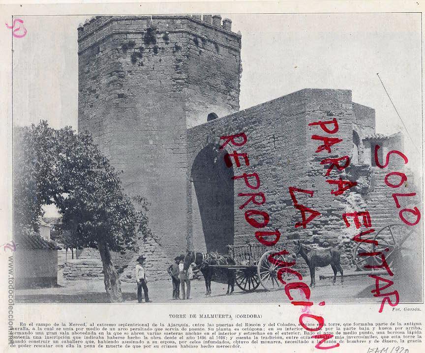 Coleccionismo de revistas y peri&oacute;dicos: CORDOBA 1920 TORRE DE MALMUERTA HOJA LIBRO