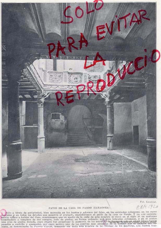 Colecionismo de Revistas e Jornais: ZARAGOZA 1920 CASA DEL PARDO HOJA LIBRO