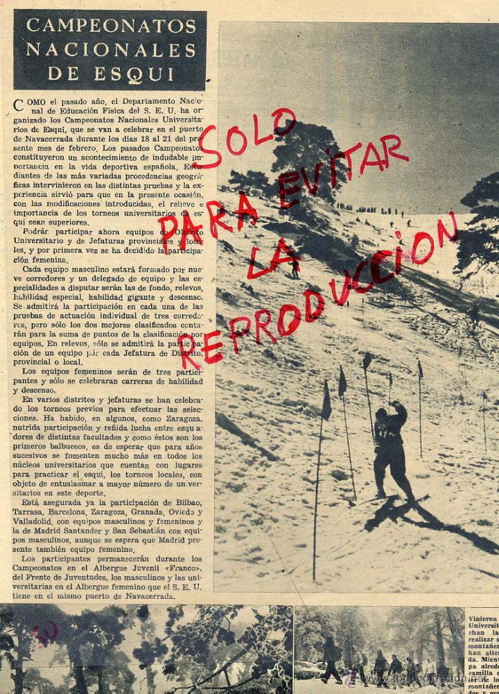 Coleccionismo de revistas y peri&oacute;dicos: NAVACERRADA  1954 ESQUI S.E.U. HOJA REVISTA