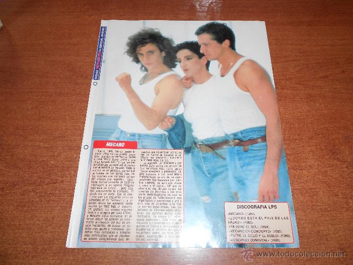 Coleccionismo de Revistas y Peri&oacute;dicos: RECORTE DE PRENSA 1988: MECANO, FICHA ESPECIAL J&Oacute;VENES