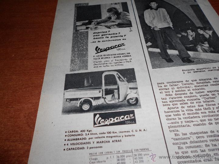 Coleccionismo de Revistas y Peri&oacute;dicos: RECORTE PRENSA 1961: PUBLICIDAD VESPACAR (VESPA)