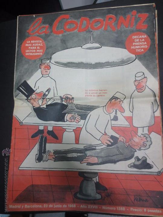 Coleccionismo de Revistas y Peri&oacute;dicos: REVISTA LA CODORNIZ   N&ordm; 1388 28 DE JUNIO 1968 A&Ntilde;O 28