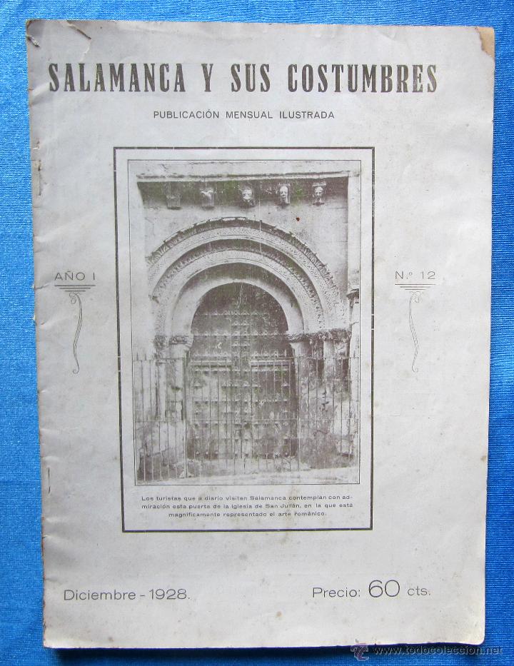 Coleccionismo de revistas y peri&oacute;dicos: SALAMANCA Y SUS COSTUMBRES. PUBLICACI&Oacute;N MENSUAL ILUSTRADA. DICIEMBRE DE 1928. A&Ntilde;O I, N&ordm; 12.