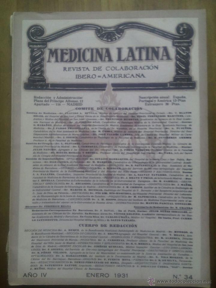 Coleccionismo de Revistas y Peri&oacute;dicos: REVISTA MEDICINA LATINA N&ordm; 34 / ENERO 1931