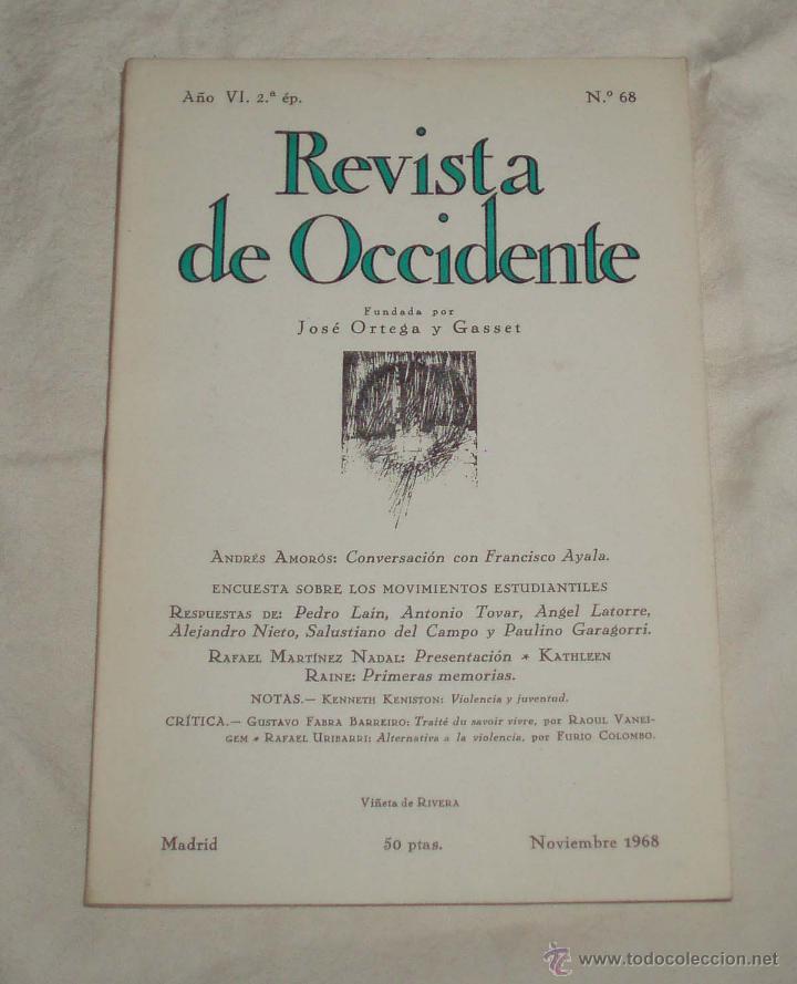 Coleccionismo de revistas y peri&oacute;dicos: revista de occidente a&ntilde;o VI n&ordm; 68 noviembre 1968 fundada por Ortega y Gasset