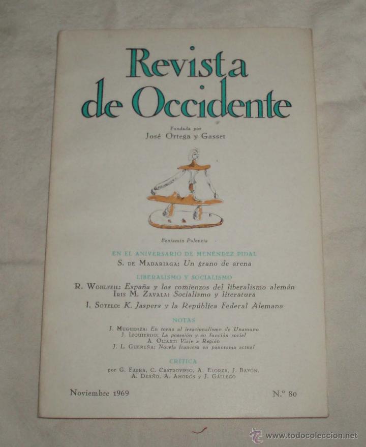 Coleccionismo de revistas y peri&oacute;dicos: revista de occidente n&ordm; 80 noviembre 1969  fundada por Jose Ortega Gasset
