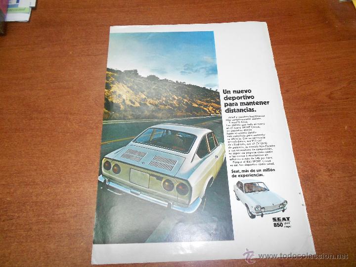 Coleccionismo de Revistas y Peri&oacute;dicos: RECORTE DE PRENSA 1970: PUBLICIDAD SEAT 850 SPORT COUP&Eacute;