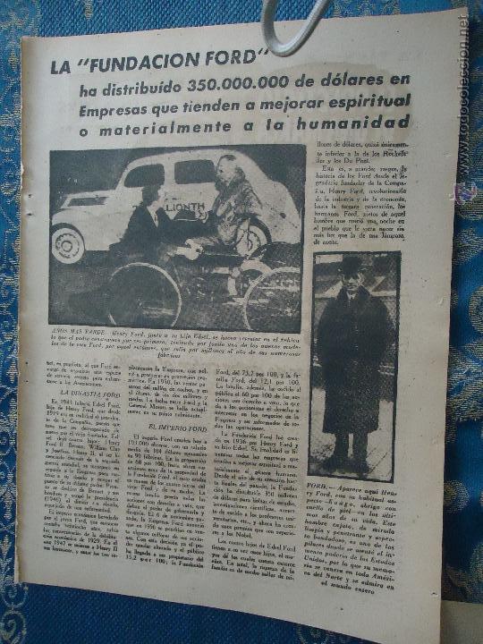 Collectionnisme de Revues et Journaux: hoja publicidad publicitaria - a&ntilde;os 50 - coche - la fundacion ford