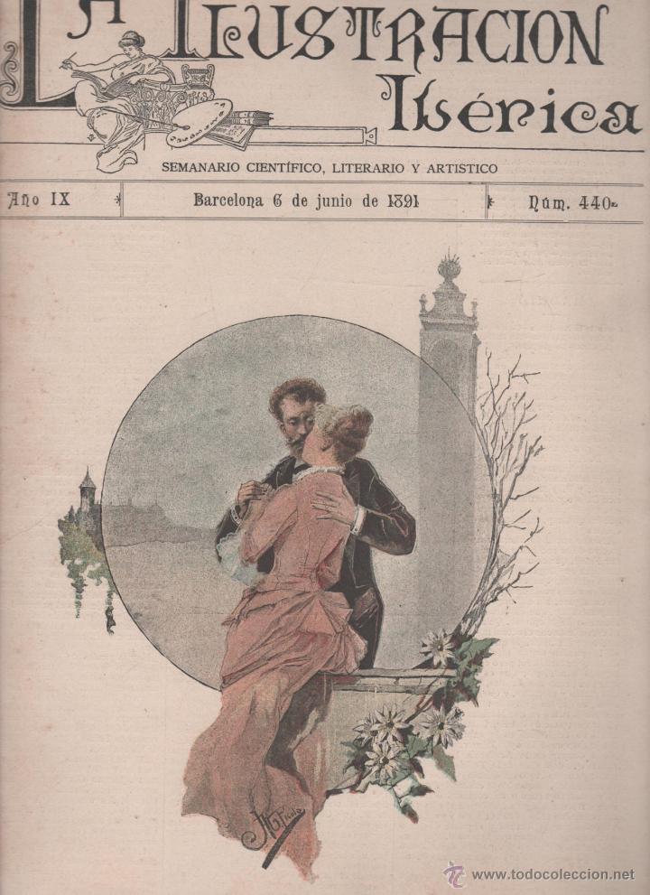 Coleccionismo de Revistas y Peri&oacute;dicos: REVISTA LA ILUSTRACION IBERICA. A&Ntilde;O IX. 6 JUNIO 1891. N&ordm; 440. DUO DE AMOR