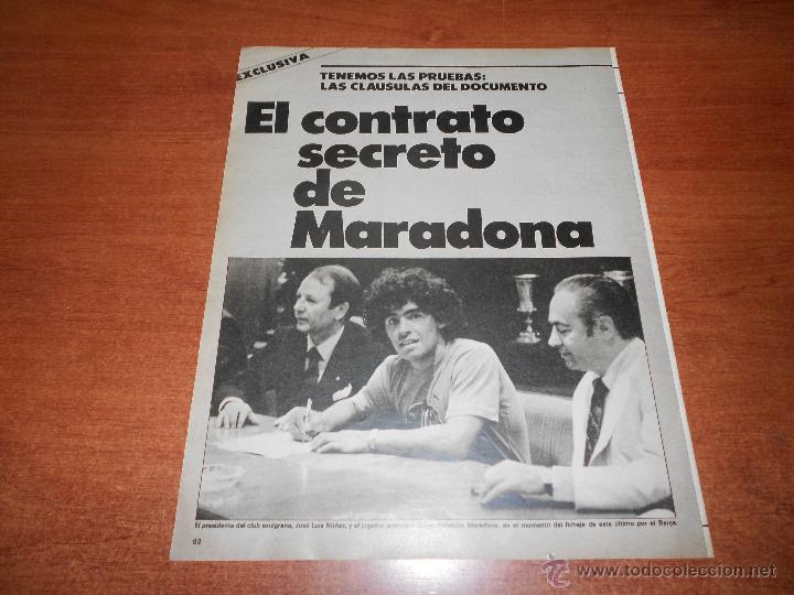 Coleccionismo de Revistas y Peri&oacute;dicos: RECORTE DE PRENSA 1982: FICHAJE DE MARADONA POR EL BARCELONA