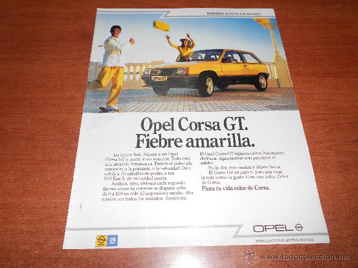 Colecionismo de Revistas e Jornais: RECORTE DE PRENSA 1987: PUBLICIDAD OPEL CORSA GT