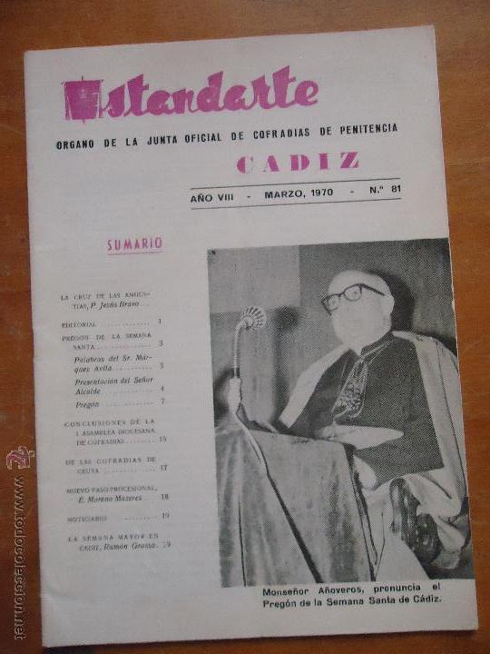 Coleccionismo de Revistas y Peri&oacute;dicos: SEMANA SANTA CADIZ , ANTIGUA REVISTA ESTANDARTE 1970 N 81