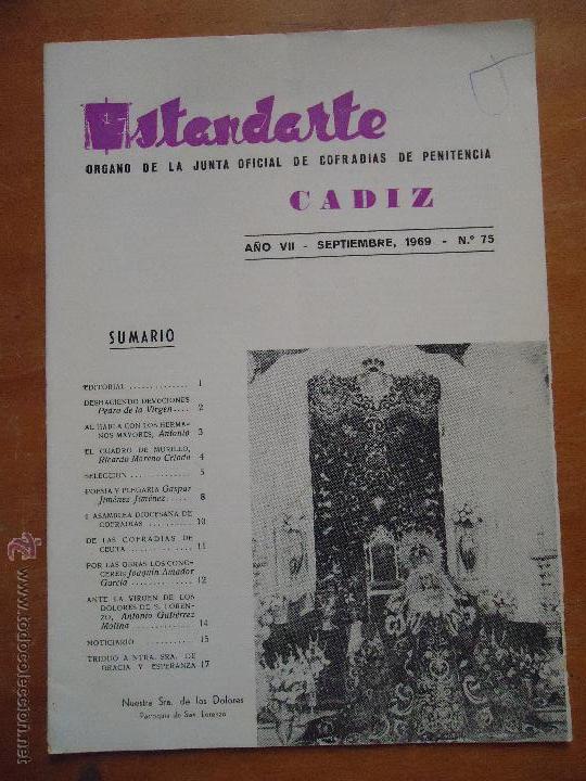 Coleccionismo de Revistas y Peri&oacute;dicos: SEMANA SANTA CADIZ , ANTIGUA REVISTA ESTANDARTE 1969 N 75