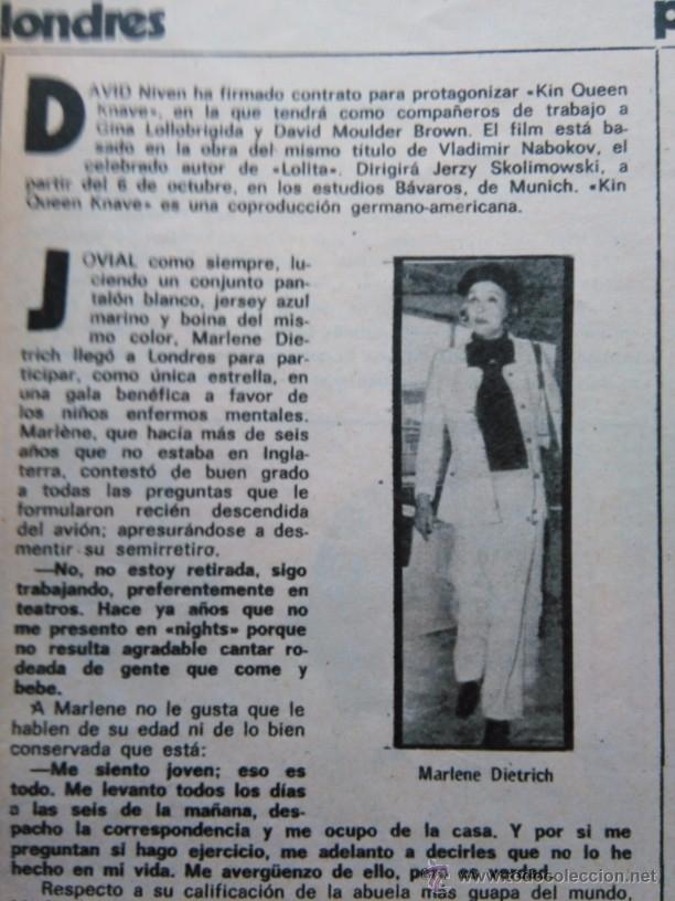 Coleccionismo de Revistas y Peri&oacute;dicos: recorte MARLENE DIETRICH