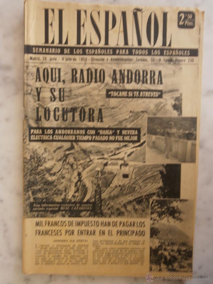 Collectionnisme de Revues et Journaux: revista  el  aspa&ntilde;ol  4  de  julio de  1953