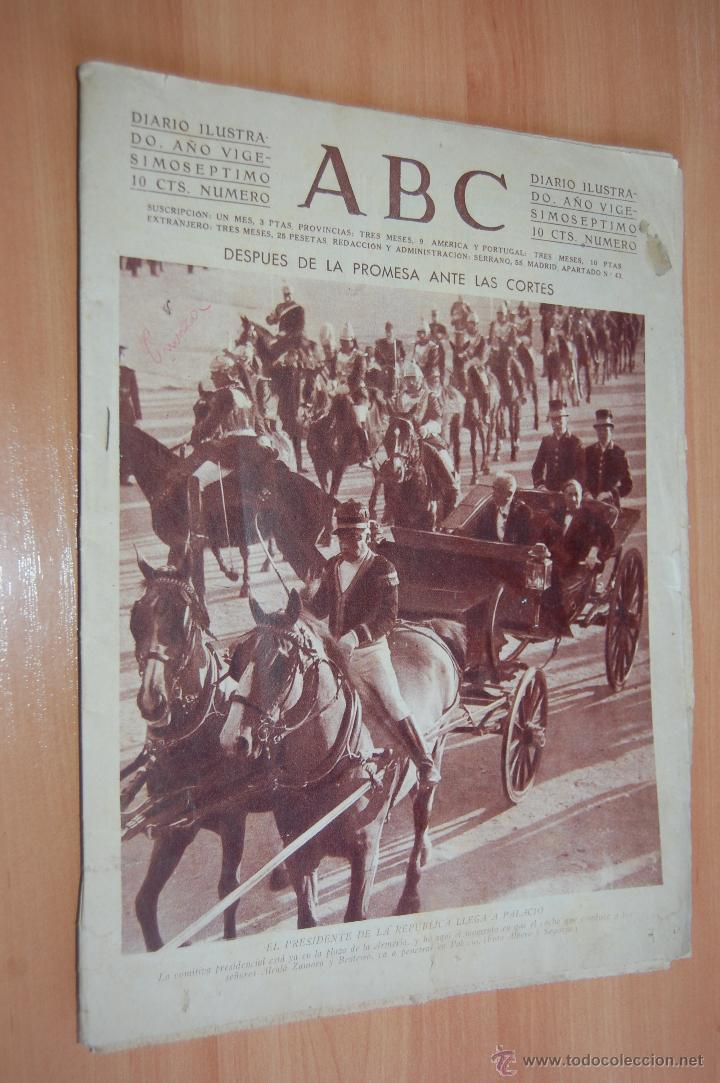 Coleccionismo de revistas y peri&oacute;dicos: ANTIGUO PERIODICO ABC 12 DICIEMBRE 1931 PROMESA ANTE LAS CORTES ALCALA ZAMORA. II REPUBLICA