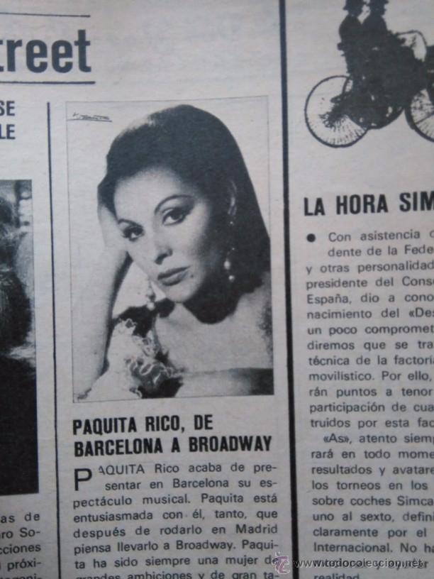 Coleccionismo de revistas y peri&oacute;dicos: RECORTE PAQUITA RICO